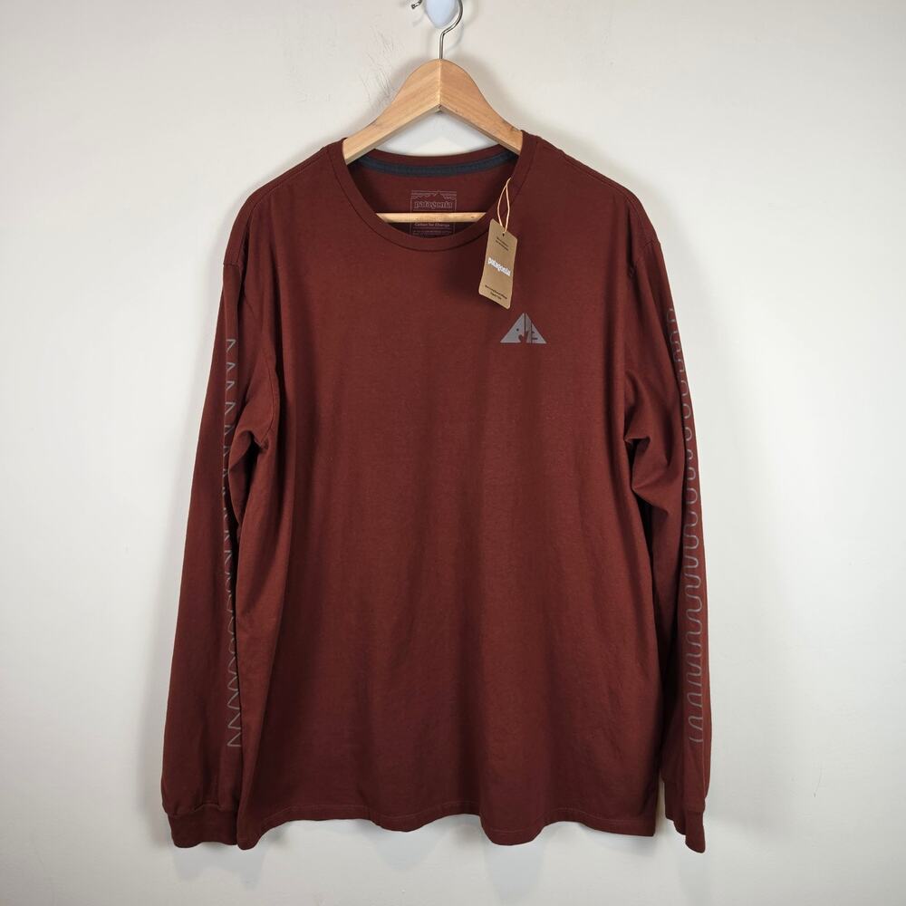 Patagonia Mens Sz L Long Sleeve Driftways Organic Cotton T-Shirt Dried Vanilla